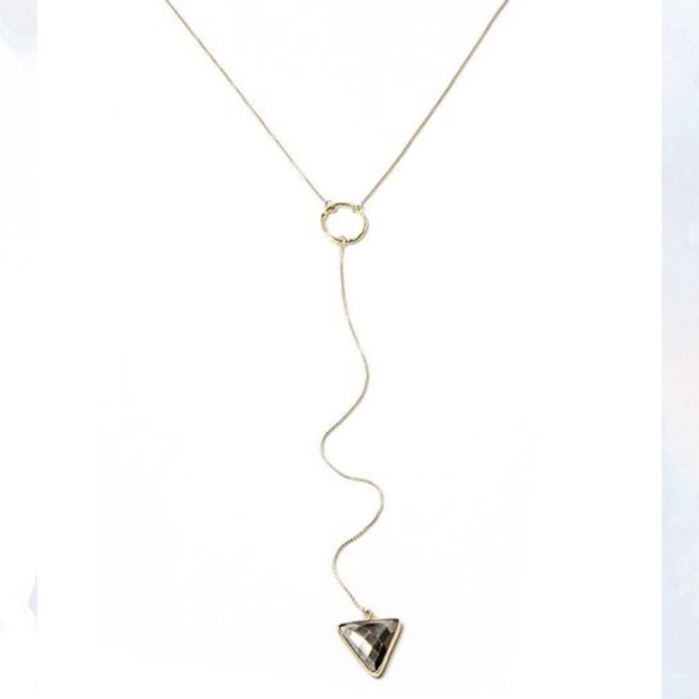 Karen London pyrite lariat necklace